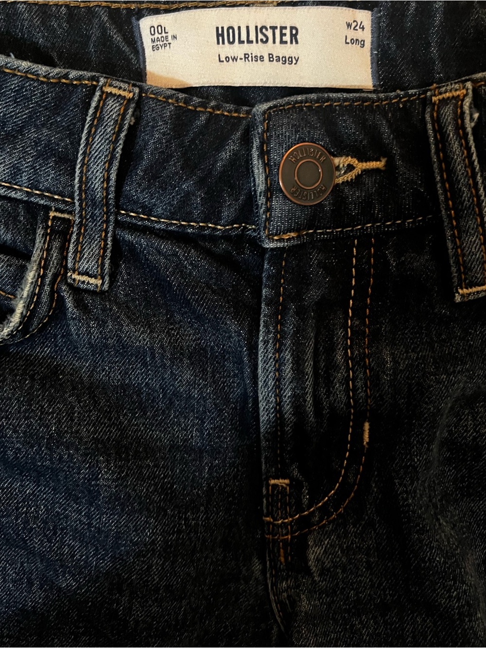 Hollister Women's Relaxed Wide-Leg Dark Blue Jeans - Picture 2 of 3